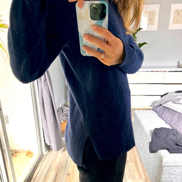 Halogen blue speckled cashmere sweater - Picture 2 of 4